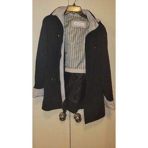 Liz Claiborne Raincoat Jacket Women's Small Black Detachable Hood